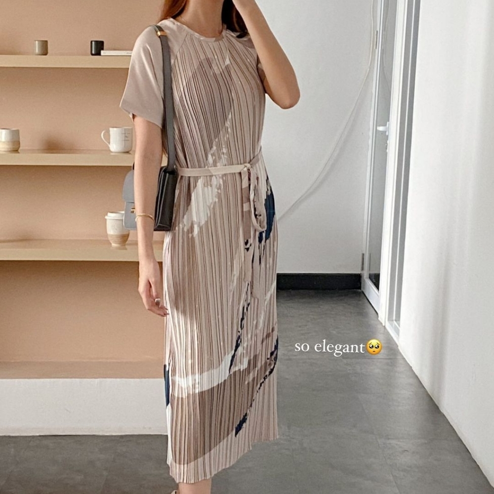 Posh the Label Pleated Cream Dress